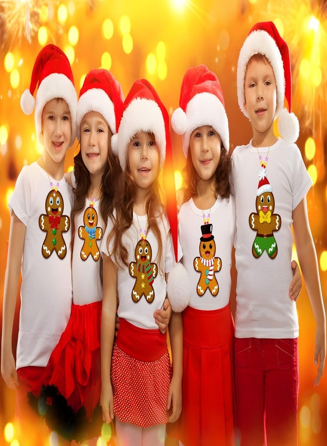 80UncleKimby 32 Sets Christmas Gingerbread Man Craft Kits for Kids - DIY Felt Necklace for Xmas Holiday Gifts Party Favor Classroom Activities - Image 5